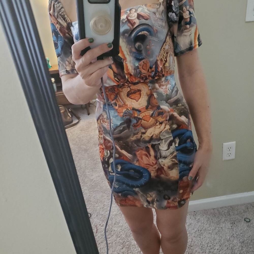 New Girl Order velvet babydoll dress with painting print - Picture 5 of 8